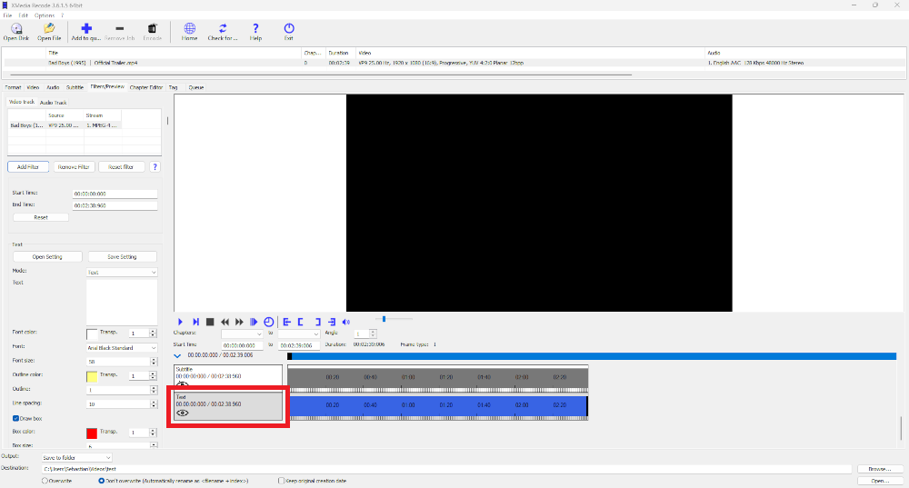 enable Text filter