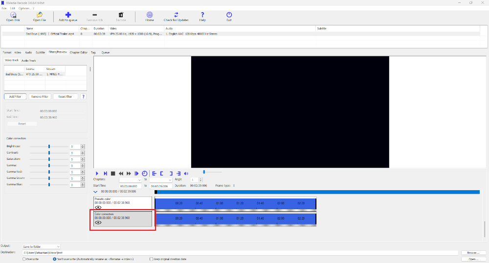 enable Color Correction filter