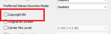 AC3 Codec: Copyright Bit setting