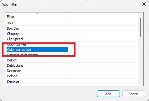 add Color Correction Filter