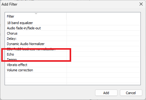 Add Echo Filter