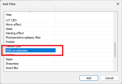 add RGB normalization filter