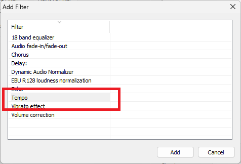 Add Tempo Filter