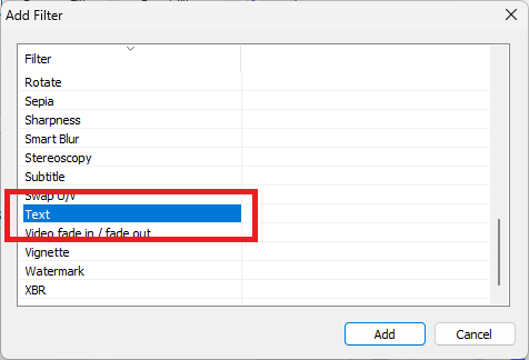 add Text Filter