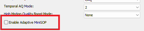 AMD AMF H.264 Codec: Enable Adaptive MiniGOP