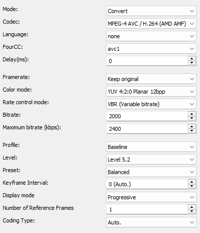 AMD AMF H.264-Codec-Setting