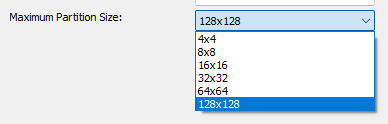 AV1-Codec Maximum Partition Size Setting