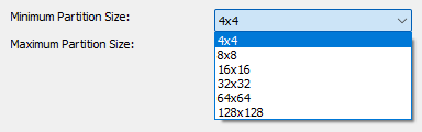 AV1-Codec Minimum Partition Size Setting
