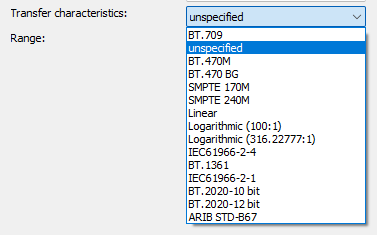 AV1-Codec Transfer characteristics Setting