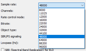 FDK AAC: Sample rate