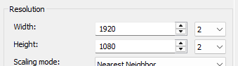 Resolution Filter: Width/Height setting