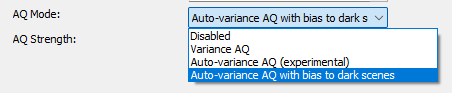 H.264: AQ Mode (Adaptive Quantization Mode)