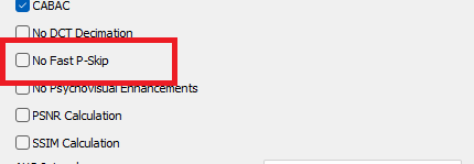 H.264 codec: No Fast PSkip