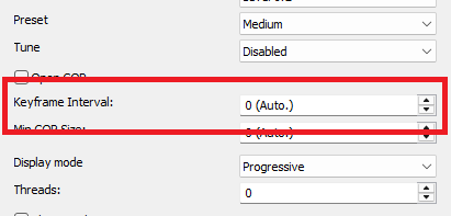 H.265 Codec: Keyframe Interval setting