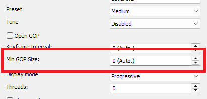 H.265 Codec: Min GOP length setting