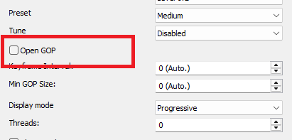 H.265 Codec: Open GOP setting