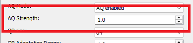 H.265 Codec: AQ strength