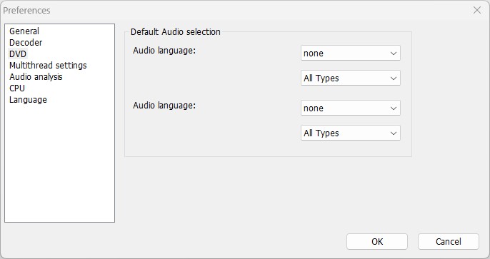 DVD default audio and subtitle settings