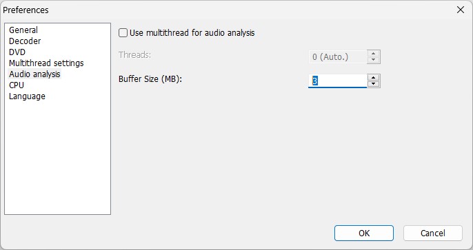 Audio analysis setting