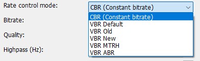 MP3-Codec: Rate control mode