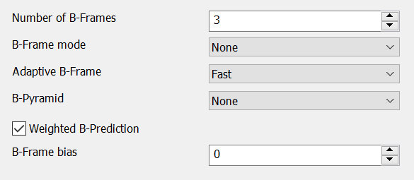H.264 Encoder B-Frame Settings