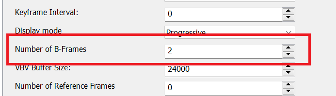 Nvidia NVENC H.264 Codec: Number of B frames Settings