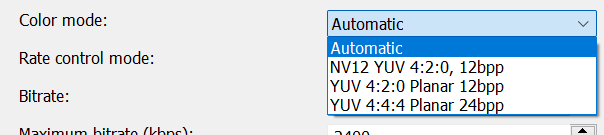 Nvidia NVENC H.264: Color mode 