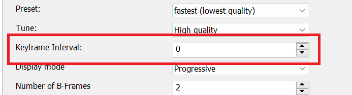 Nvidia NVENC H.264 Codec: Keyframe Interval Settings