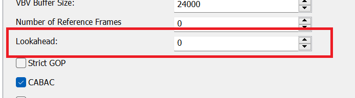 Nvidia NVENC H.264: Lookahead 