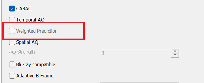 Nvidia NVENC H.264: Weighted Prediction