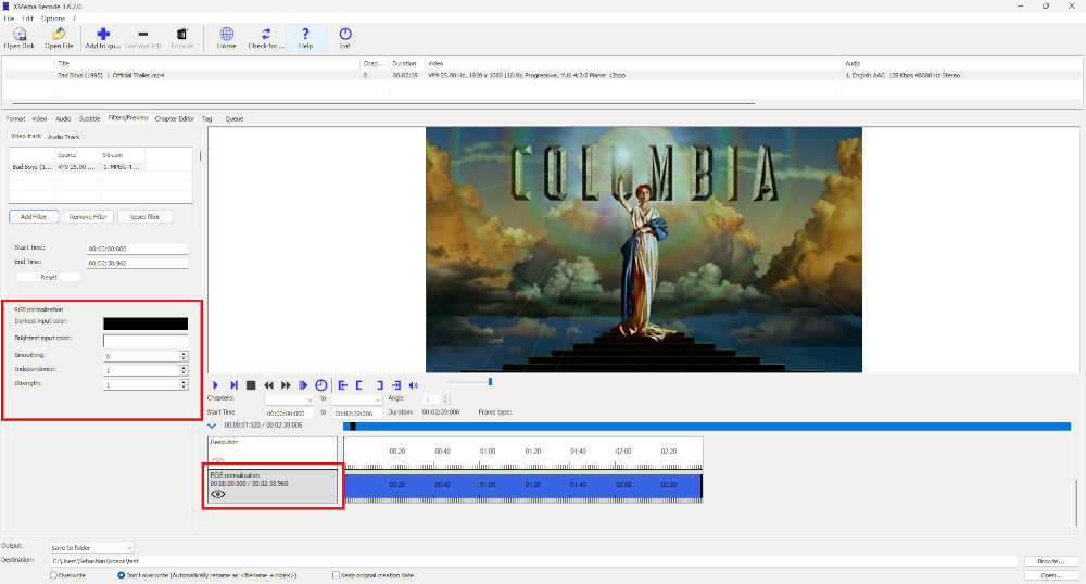 Select RGB normalization filter