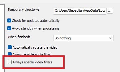 XMedia Recode: Automatically rotate the video