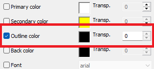 subtitle Outline color