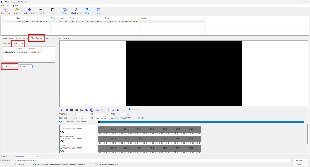 Select filter/preview