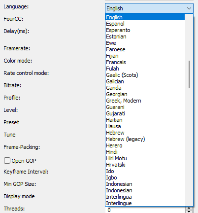 video stream language