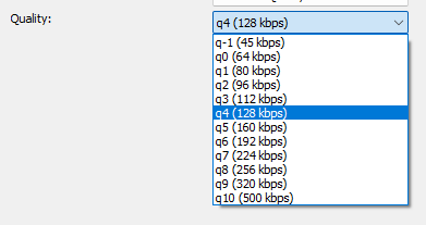 Vorbis Codec: Quality setting