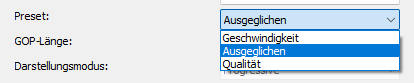 AMD AMF H.264-Codec Preset Einstellungen