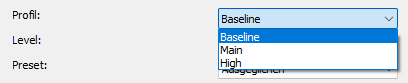 AMD AMF H.264-Codec Profil Einstellungen