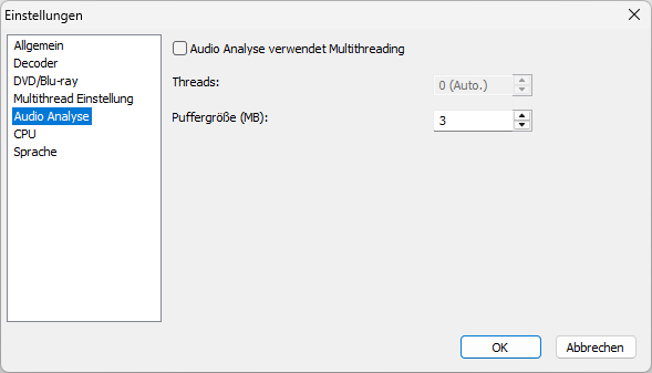 XMedia Recode Audio Analyse Einstellen