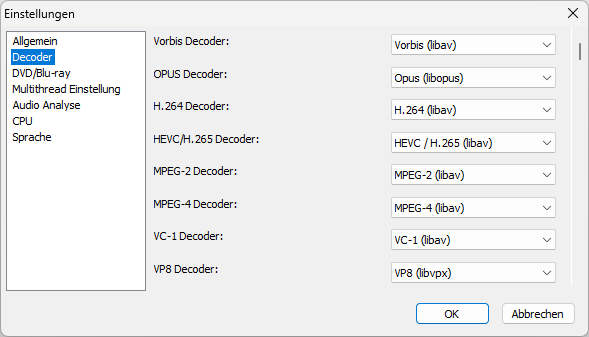 XMedia Recode Decoder Einstellen