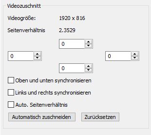 Xmedia Recode Videozuschnitt