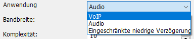 Opus Anwendungen Einstellungen