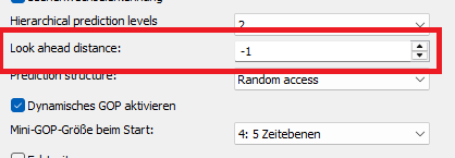 SVT-AV1 Codec: Look ahead distance Einstellungen