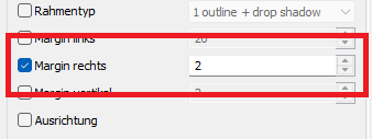 Untertitel Margin rechts