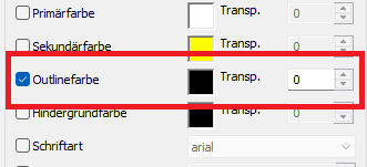 Untertitel Outlinefarbe Einstellen