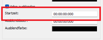 Startzeit der Ausblende